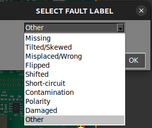 Fault selection window