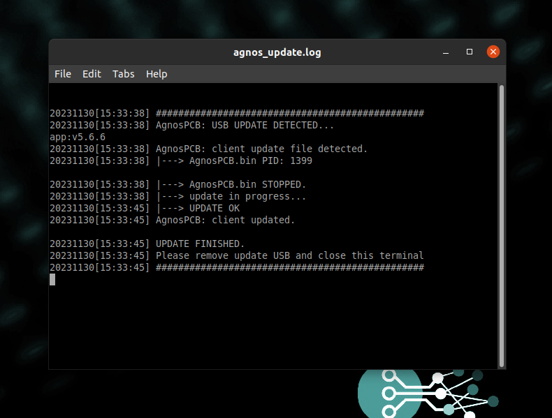 Agnos Update terminal