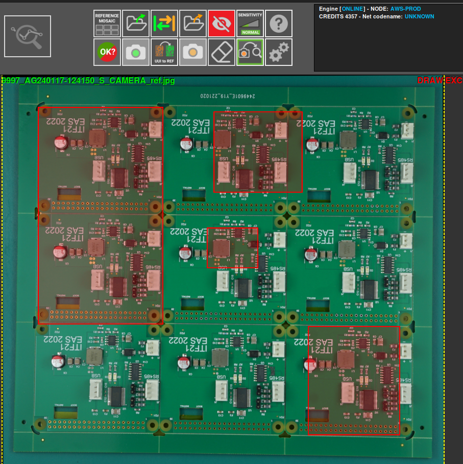 PCB with exclucion areas selected