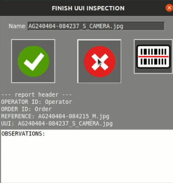 Finish inspection screen