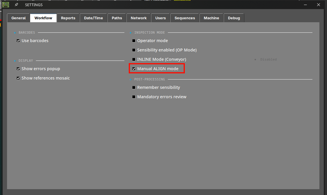 Manual alignment option