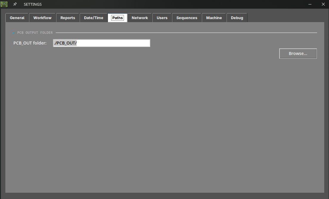 Settings menu path section