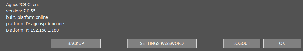 Settings menu info section