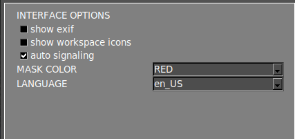Settings menu interface section