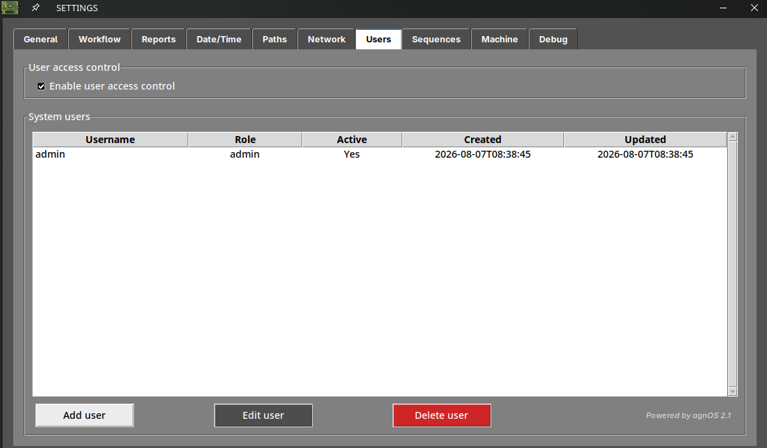Access control enabled