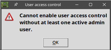 No admin user error