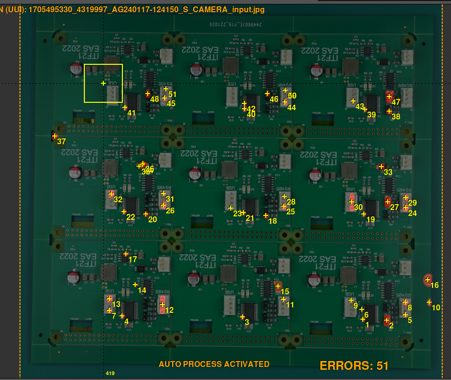 PCB with errors in very high sensitivity