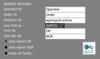 Settings menu report section